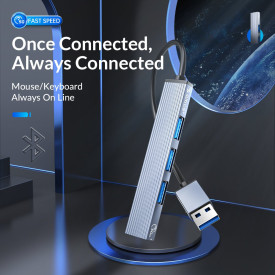 USB хъб Orico USB3.0/2.0 HUB 4 port, Aluminum - AH-A13-GY
