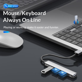 USB хъб Orico USB3.0/2.0 HUB 4 port, Aluminum - AH-A13-GY
