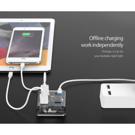 USB хъб Orico USB3.0 HUB 4 port transparent - MH4U-U3-03-CR