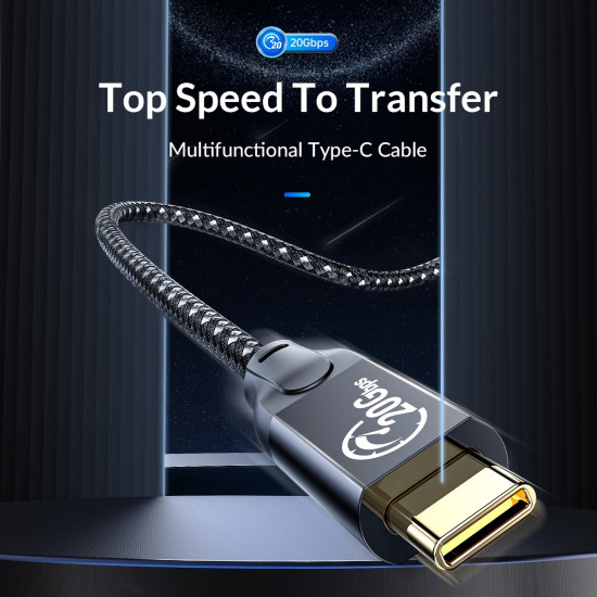 USB кабел Orico USB 3.2 Gen2x2 - Type-C to Type-C PD100W 20Gbps 1.0m Black - CM32-10-BK