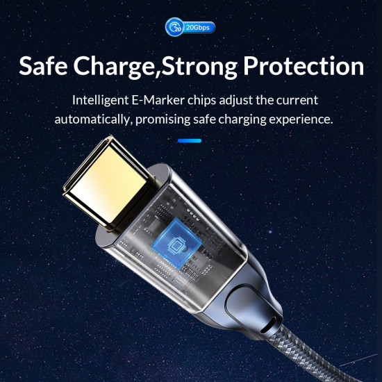 USB кабел Orico USB 3.2 Gen2x2 - Type-C to Type-C PD100W 20Gbps 1.0m Black - CM32-10-BK