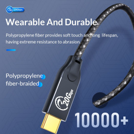USB кабел Orico USB 3.2 Gen2x2 - Type-C to Type-C PD100W 20Gbps 1.0m Black - CM32-10-BK