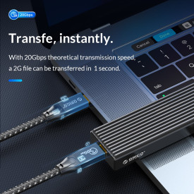 USB кабел Orico USB 3.2 Gen2x2 - Type-C to Type-C PD100W 20Gbps 1.0m Black - CM32-10-BK