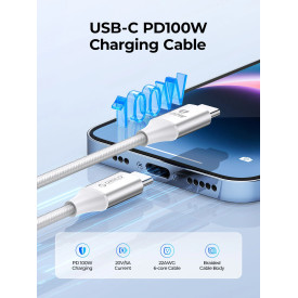 USB кабел Orico USB C-to-C PD 100W Charging 1.0m Black - CDX-100CC-BK