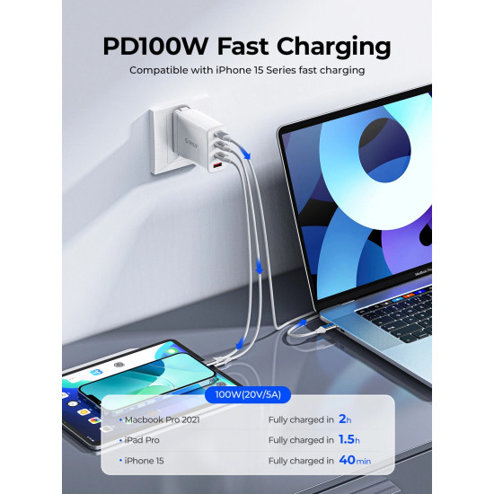 USB кабел Orico USB C-to-C PD 100W Charging 1.0m Black - CDX-100CC-BK