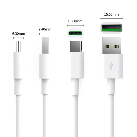 USB кабел Orico USB2.0 Type A to Type-C - 5A Fast Charging, white, 1m - ATC-10