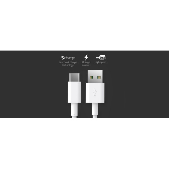 USB кабел Orico USB2.0 Type A to Type-C - 5A Fast Charging, white, 1m - ATC-10