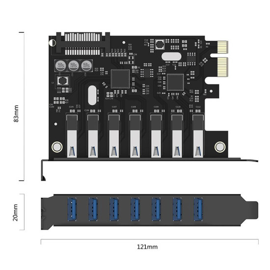 PCIe карта Orico PCI-E card 7 x USB3.0 port 5Gbps - PVU3-7U-V1