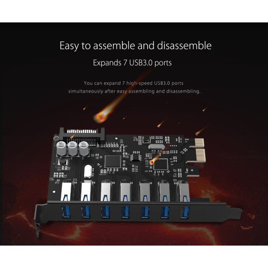 PCIe карта Orico PCI-E card 7 x USB3.0 port 5Gbps - PVU3-7U-V1