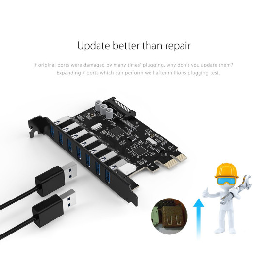 PCIe карта Orico PCI-E card 7 x USB3.0 port 5Gbps - PVU3-7U-V1