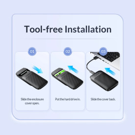 Външна кутия за диск Orico Storage - Case - 2.5 inch USB-C - 2020C3-V1-BK