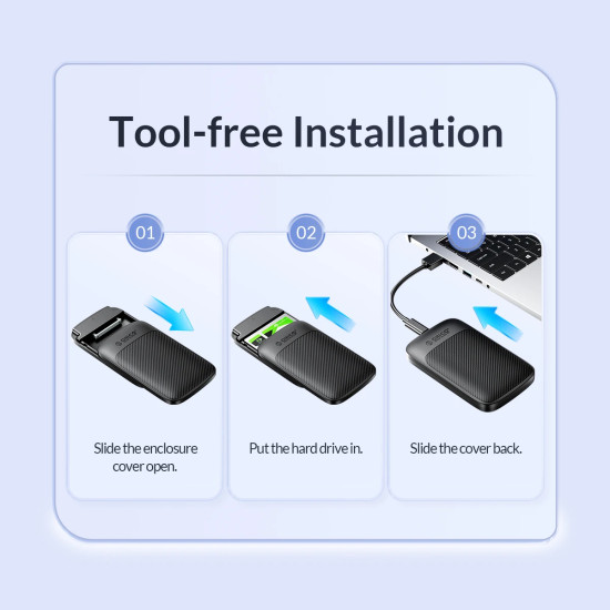 Външна кутия за диск Orico Storage - Case - 2.5 inch USB-C - 2020C3-V1-BK