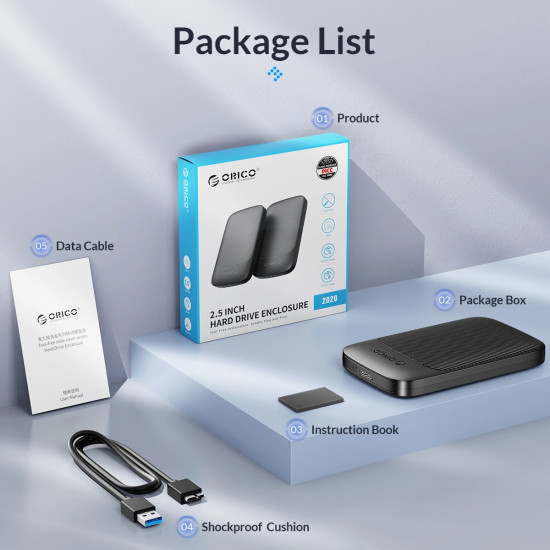 Външна кутия за диск Orico Storage - Case - 2.5 inch USB-C - 2020C3-V1-BK