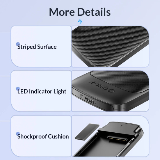 Външна кутия за диск Orico Storage - Case - 2.5 inch USB-C - 2020C3-V1-BK
