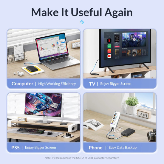 Външна кутия за диск Orico Storage - Case - 2.5 inch USB-C - 2020C3-V1-BK