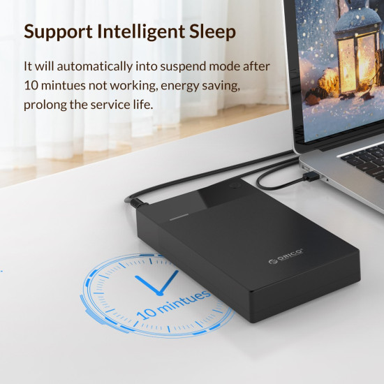 Кутия за диск Orico Storage - Case - 3.5 inch, USB3.0, Built-in Power adapter, UASP, black - 3599U3
