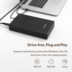 Кутия за диск Orico Storage - Case - 3.5 inch, USB3.0, Built-in Power adapter, UASP, black - 3599U3