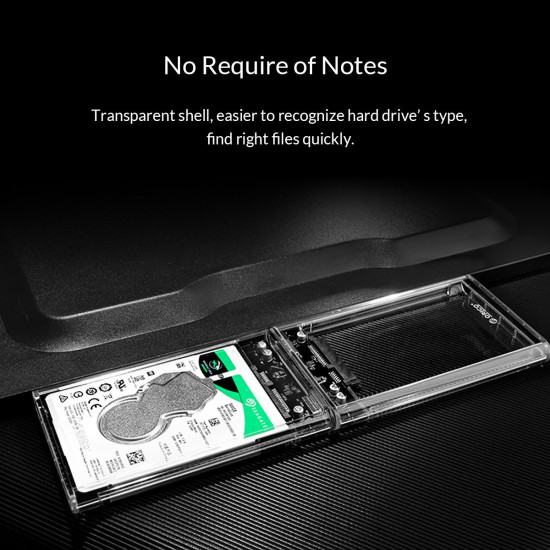 Външна кутия за диск Orico Storage - Case - 2.5 inch 10Gbps Type-C Transparent - 2139C3-G2-CR-BP