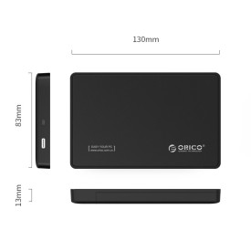 Външна кутия за диск Orico Storage - Case - 2.5 inch TYPE C Gen2, UASP, black - 2588C3-G2-BK