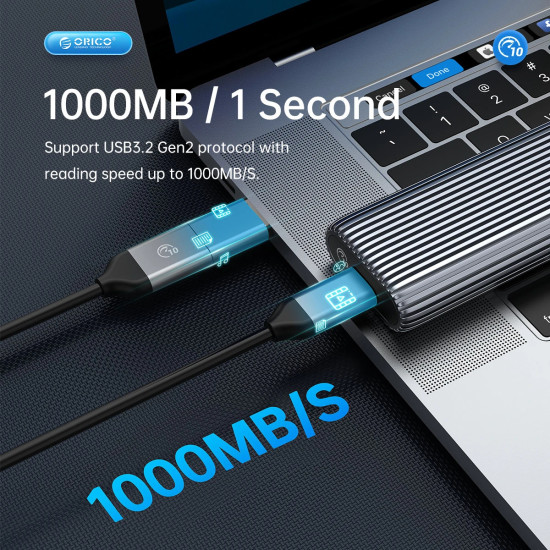 Външна кутия за диск Orico Storage - Case - M.2 NVMe M-key 10 Gbps, Aluminium - AM2C3-G2-GY