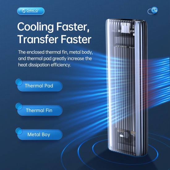 Външна кутия за диск Orico Storage - Case - M.2 NVMe M-key 10 Gbps, Aluminium - AM2C3-G2-GY