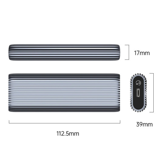 Външна кутия за диск Orico Storage - Case - M.2 NVMe M-key 10 Gbps, Aluminium - AM2C3-G2-GY
