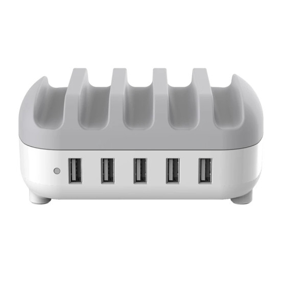 Зарядна станция Orico Charger Station, 220V, 5 x USB, 40W, Бяло, DUK-5P-EU-WH
