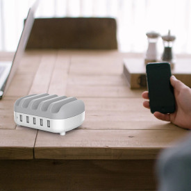 Зарядна станция Orico Charger Station, 220V, 5 x USB, 40W, Бяло, DUK-5P-EU-WH