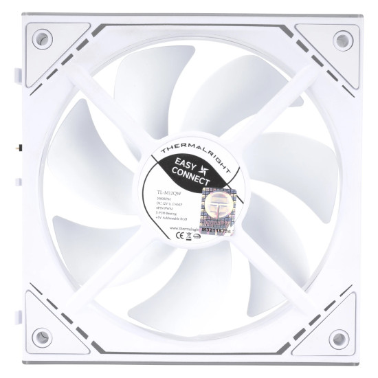 Комплект вентилатори Thermalright TL-M12QW, 120 mm, 2000 RPM, Infinity Mirror, Daisy-Chain, A-RGB, 3 броя, White