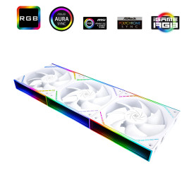 Комплект вентилатори Thermalright TL-M12QW, 120 mm, 2000 RPM, Infinity Mirror, Daisy-Chain, A-RGB, 3 броя, White