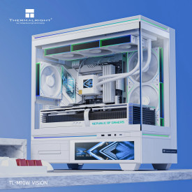 Кутия за компютър Thermalright Case mATX - TL-M10 Vision White - 4 x 120 mm ARGB included, 9.16 inch LCD Display, USB-C