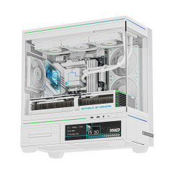Кутия за компютър Thermalright Case mATX - TL-M10 Vision White - 4 x 120 mm ARGB included, 9.16 inch LCD Display, USB-C