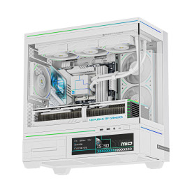 Кутия за компютър Thermalright Case mATX - TL-M10 Vision White - 4 x 120 mm ARGB included, 9.16 inch LCD Display, USB-C