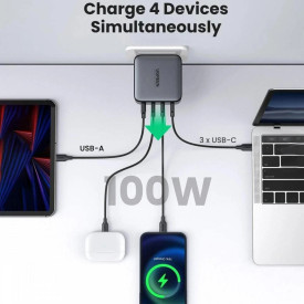 Зарядно Ugreen Charger Wall 100W GaN Nexode CD226, 1 x USB-A, 3 x Type-C - 40747