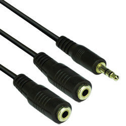 Аудио кабел VCom 3.5mm Stereo M / 2x 3.5mm Stereo F - CV203-0.2m