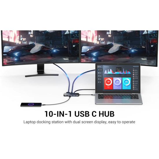 Докинг станция Vention Type-C Docking Station Power Distribution 3.0 87W - HDMI, Type-C x 1, USB3.0 x 2, USB 2.0 x 2, LAN, SD/TF, VGA - TFGHB