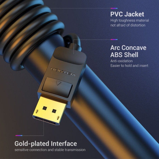 Display Port кабел Vention v1.2 DP M / M Black 4K 5M - HACBJ