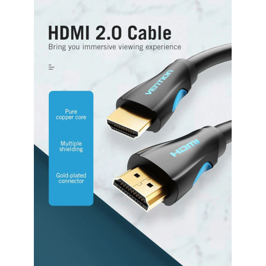 HDMI кабел Vention Cable HDMI 2.0 15.0m - 4K/60Hz Black - VAA-M02-B1500