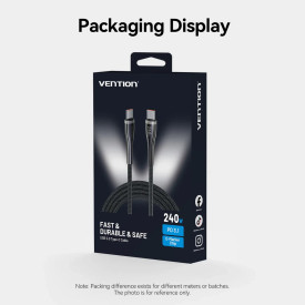 USB кабел Vention USB-C to USB-C, 240W, 5A, PD3.1, 1.2m