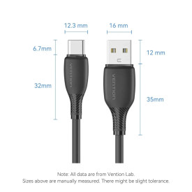USB кабел Vention USB 2.0 AM / USB-C M 0.25m - CTWWC