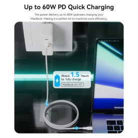 USB кабел Vention USB 2.0 Type-C to Type-C - 1M White 3A Fast Charge - TAXWF