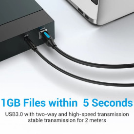 USB кабел Vention USB 3.0 AM / BM - 0.5M Black - COOBD