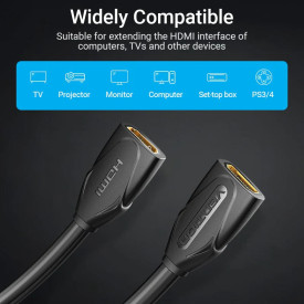 HDMI удължител Vention HDMI v2.0 extension Cable Female to Female 0.5M Black, Gold - AAXBD