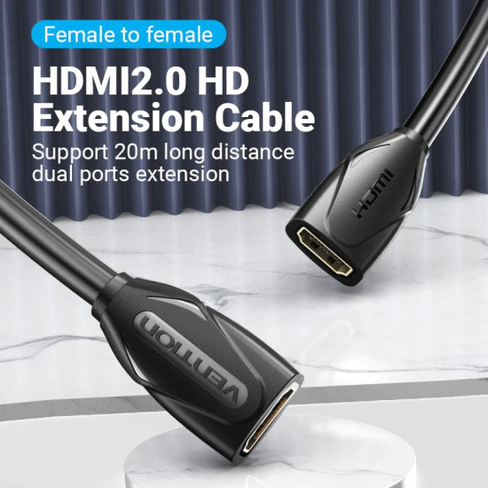 HDMI удължител Vention HDMI v2.0 extension Cable Female to Female 0.5M Black, Gold - AAXBD