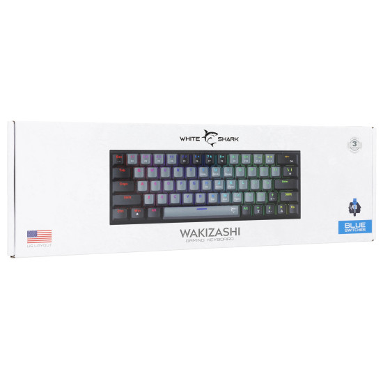 Клавиатура White Shark Gaming Mechanical Keyboard WAKIZASHI 2 - Blue Switches (English US), Gray, Black