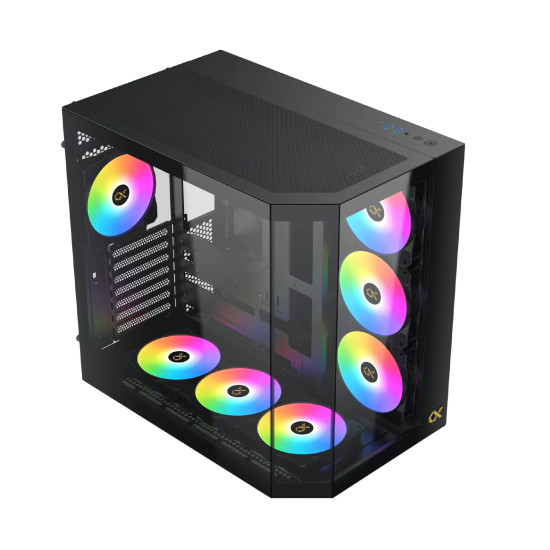 Кутия за компютър Xigmatek Cubi II - 7 ARGB Fans, Black