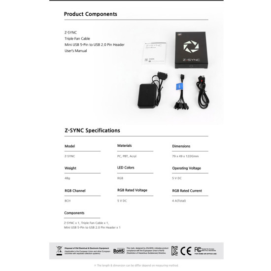 Контролер за вентилатори Zalman RGB Fan Hub 8ch aRGB - Z-SYNC