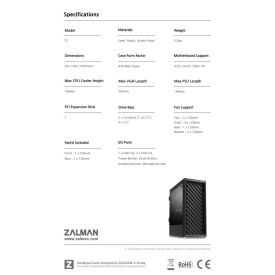 Кутия за компютър Zalman Case ATX - T7 - Black