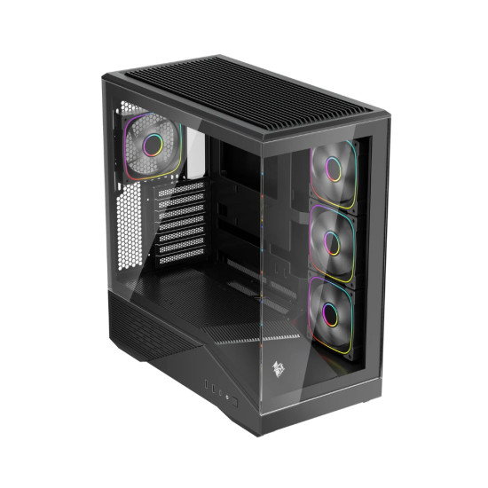 Кутия за компютър 1stPlayer Case ATX - GM7 Black - 4 x 120 mm A-RGB fans included, USB-C