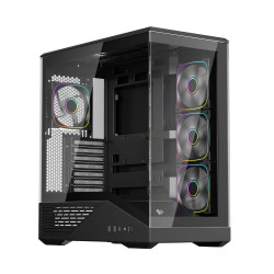 Кутия за компютър 1stPlayer Case ATX - GM7 Black - 4 x 120 mm A-RGB fans included, USB-C
